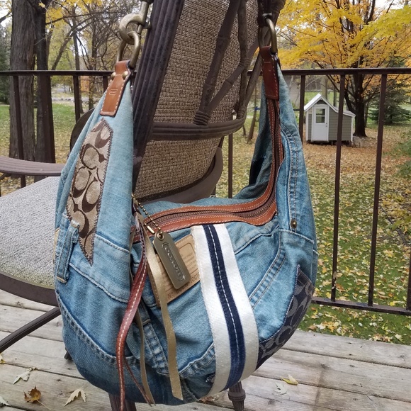 denim coach purse